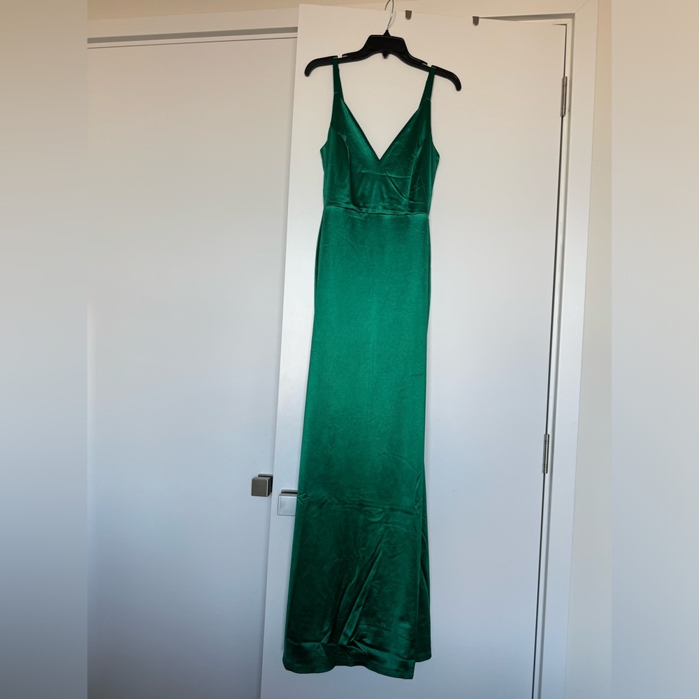 Emerald Green Maxi Satin Sleeveless Dress